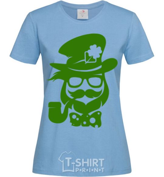 Women's T-shirt Hipster leprechaun sky-blue фото