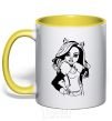 Mug with a colored handle Claudine Wolfe portrait yellow фото