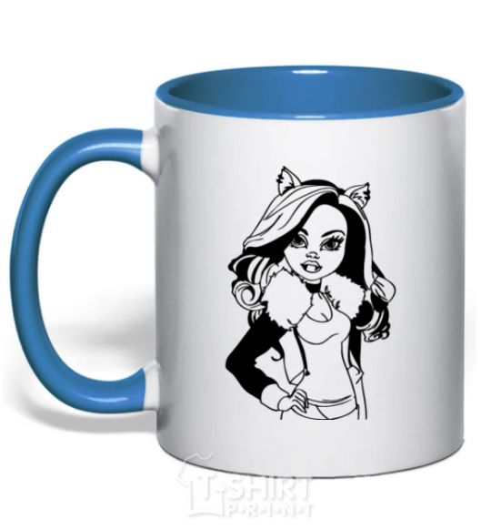 Mug with a colored handle Claudine Wolfe portrait royal-blue фото