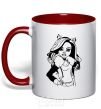 Mug with a colored handle Claudine Wolfe portrait red фото