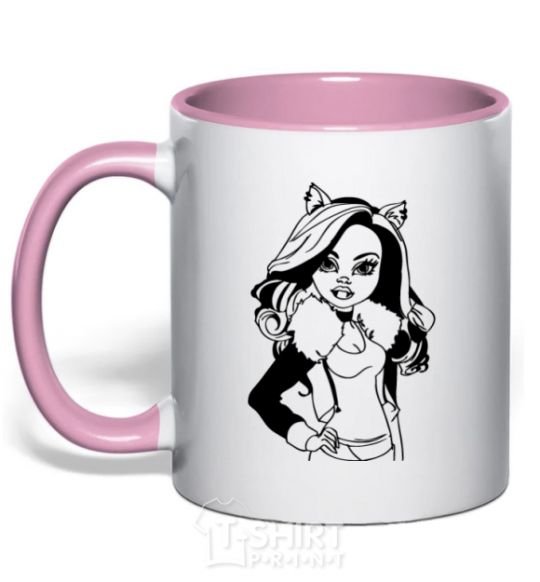 Mug with a colored handle Claudine Wolfe portrait light-pink фото