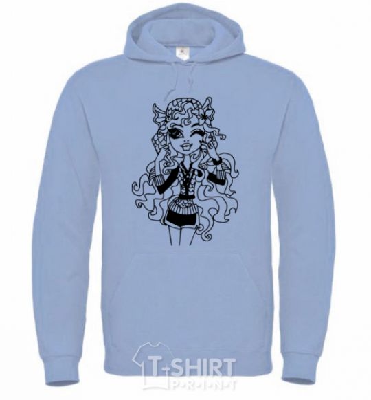 Men`s hoodie Laguna Blue portrait sky-blue фото