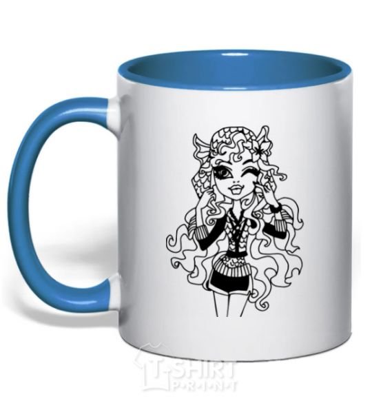 Mug with a colored handle Laguna Blue portrait royal-blue фото