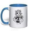 Mug with a colored handle Laguna Blue portrait royal-blue фото