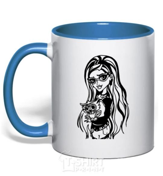 Mug with a colored handle Gulia Yelps royal-blue фото