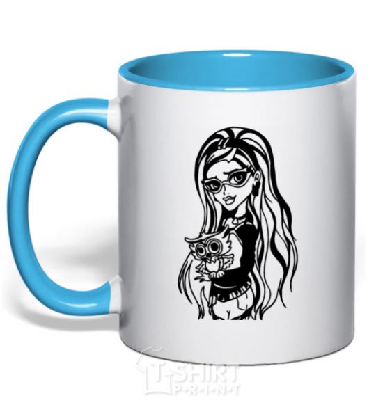 Mug with a colored handle Gulia Yelps sky-blue фото