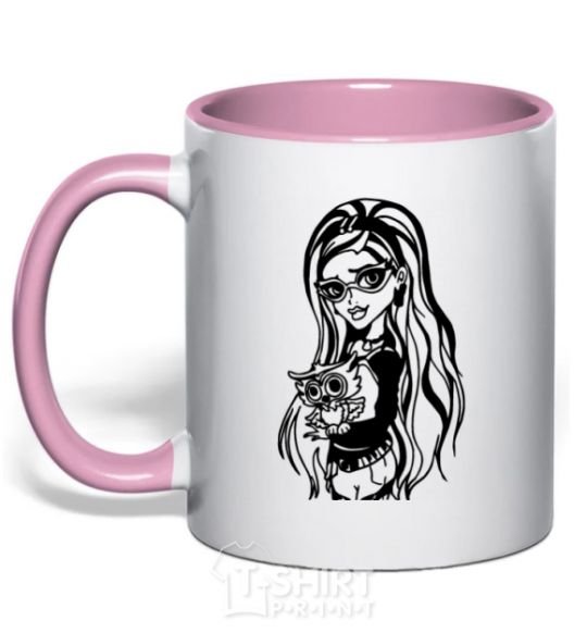 Mug with a colored handle Gulia Yelps light-pink фото