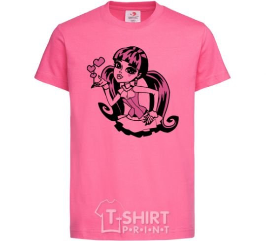 Детская футболка Дракулаура с сердечками Ярко-розовый фото