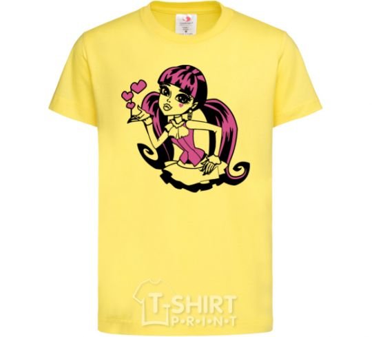 Kids T-shirt Draculaura with hearts cornsilk фото