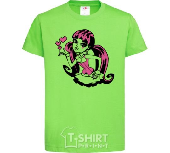 Kids T-shirt Draculaura with hearts orchid-green фото