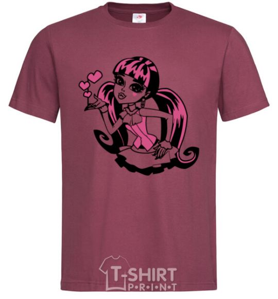 Men's T-Shirt Draculaura with hearts burgundy фото