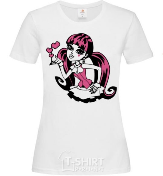 Women's T-shirt Draculaura with hearts White фото