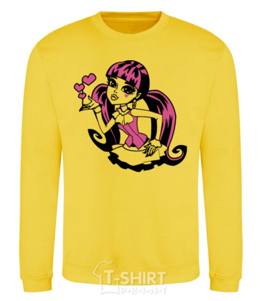 Sweatshirt Draculaura with hearts yellow фото