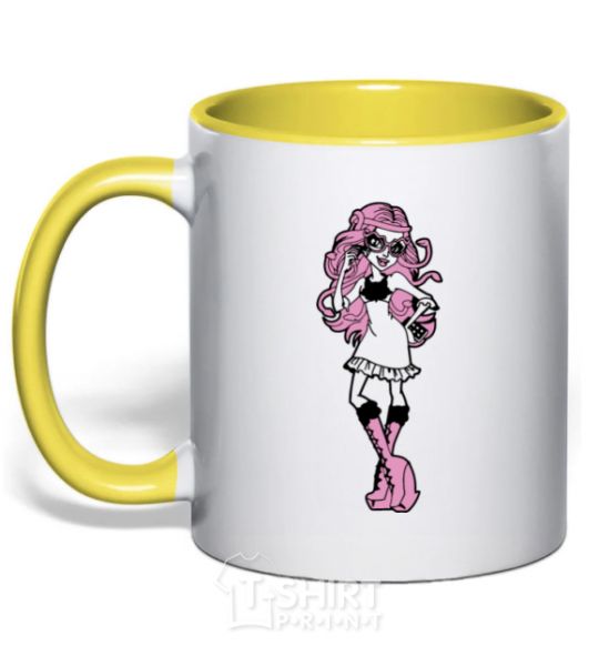 Mug with a colored handle Viperin Gorgon yellow фото