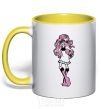 Mug with a colored handle Viperin Gorgon yellow фото