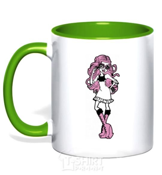 Mug with a colored handle Viperin Gorgon kelly-green фото