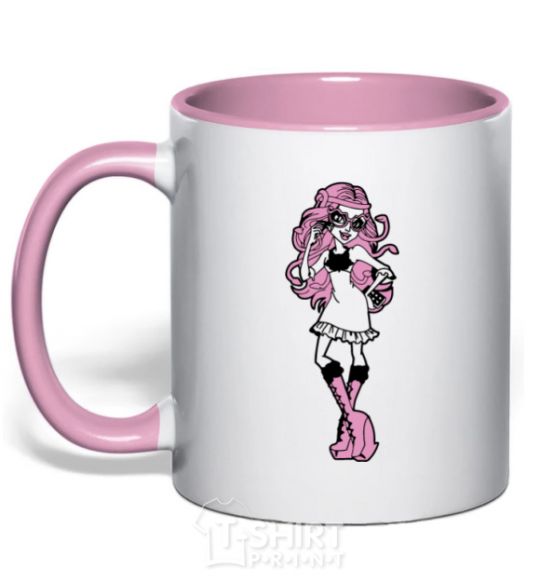 Mug with a colored handle Viperin Gorgon light-pink фото