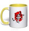 Mug with a colored handle Operetta daughter of the Phantom of the Opera yellow фото