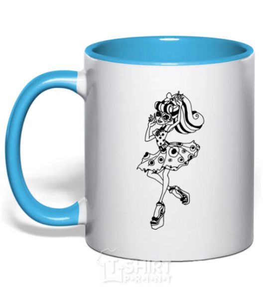 Mug with a colored handle Operetta sky-blue фото