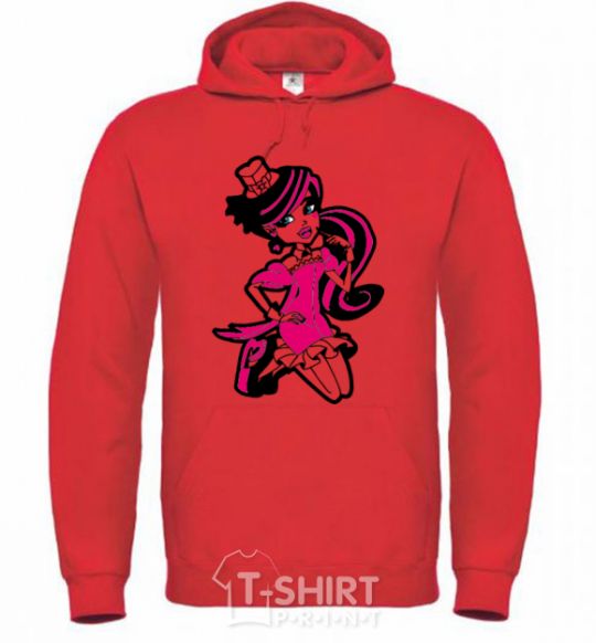 Men`s hoodie Draculaura in a hat bright-red фото