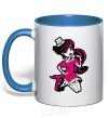 Mug with a colored handle Draculaura in a hat royal-blue фото