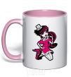 Mug with a colored handle Draculaura in a hat light-pink фото