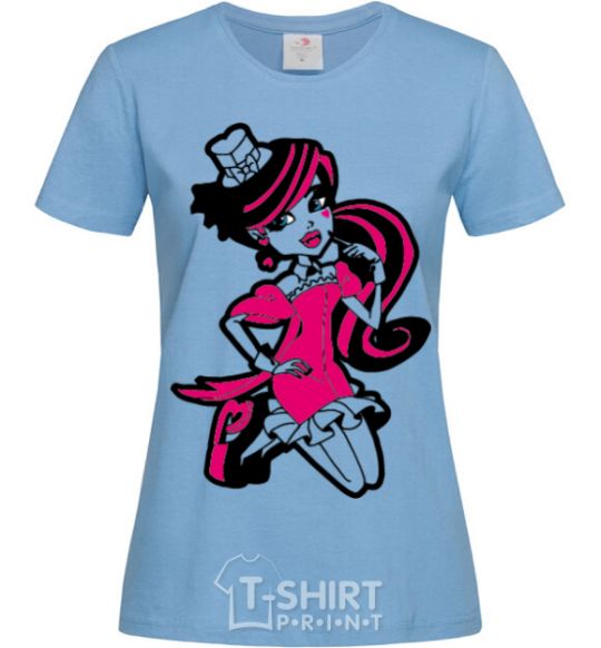 Women's T-shirt Draculaura in a hat sky-blue фото