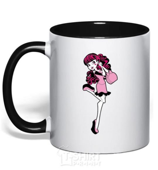 Mug with a colored handle Happy Draculaura black фото