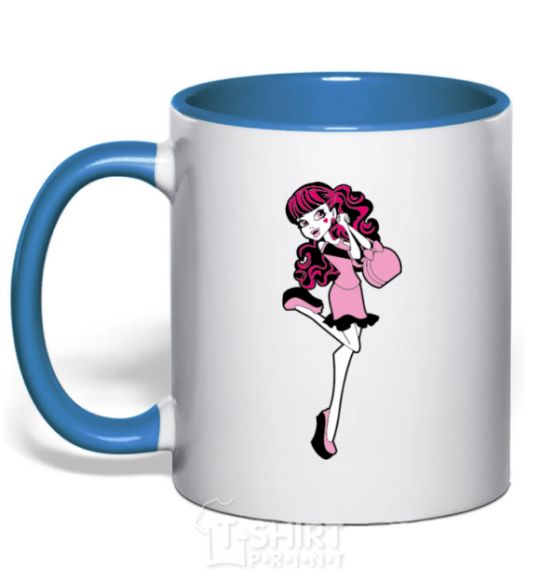 Mug with a colored handle Happy Draculaura royal-blue фото