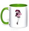 Mug with a colored handle Happy Draculaura kelly-green фото