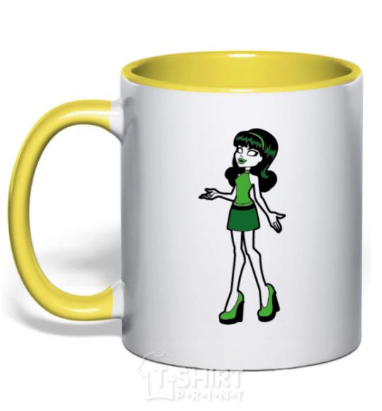 Mug with a colored handle Skara Screams yellow фото