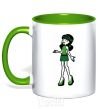 Mug with a colored handle Skara Screams kelly-green фото