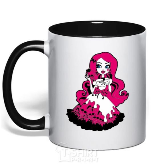 Mug with a colored handle Draculaura the princess black фото