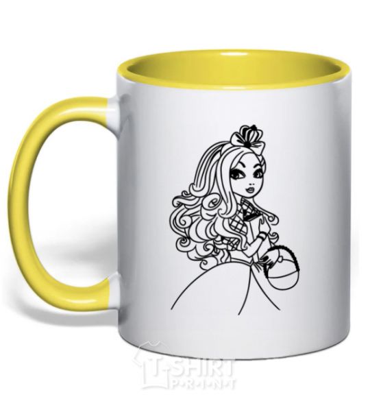 Mug with a colored handle Apple White yellow фото