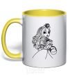 Mug with a colored handle Apple White yellow фото