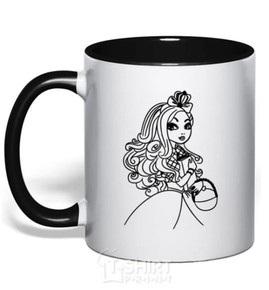 Mug with a colored handle Apple White black фото