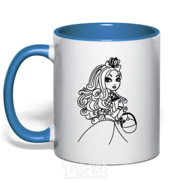 Mug with a colored handle Apple White royal-blue фото