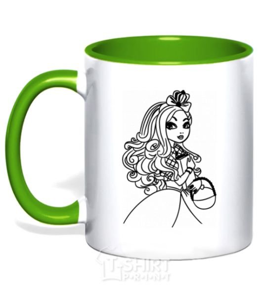 Mug with a colored handle Apple White kelly-green фото