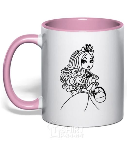 Mug with a colored handle Apple White light-pink фото