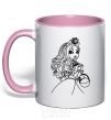 Mug with a colored handle Apple White light-pink фото