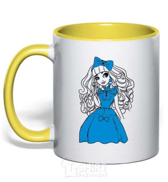 Mug with a colored handle Blondie Lox yellow фото