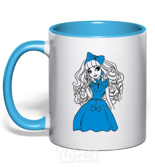 Mug with a colored handle Blondie Lox sky-blue фото