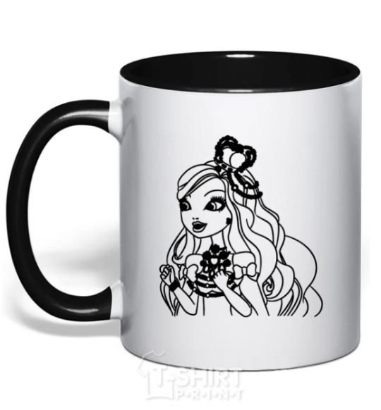 Mug with a colored handle Apple White Snow White's daughter black фото