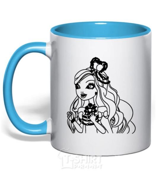 Mug with a colored handle Apple White Snow White's daughter sky-blue фото