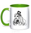 Mug with a colored handle Apple White Snow White's daughter kelly-green фото