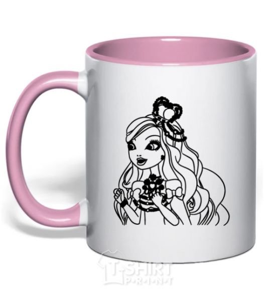 Mug with a colored handle Apple White Snow White's daughter light-pink фото