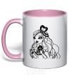 Mug with a colored handle Apple White Snow White's daughter light-pink фото