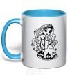 Mug with a colored handle Cedar Wood sky-blue фото