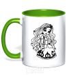 Mug with a colored handle Cedar Wood kelly-green фото