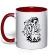 Mug with a colored handle Cedar Wood red фото